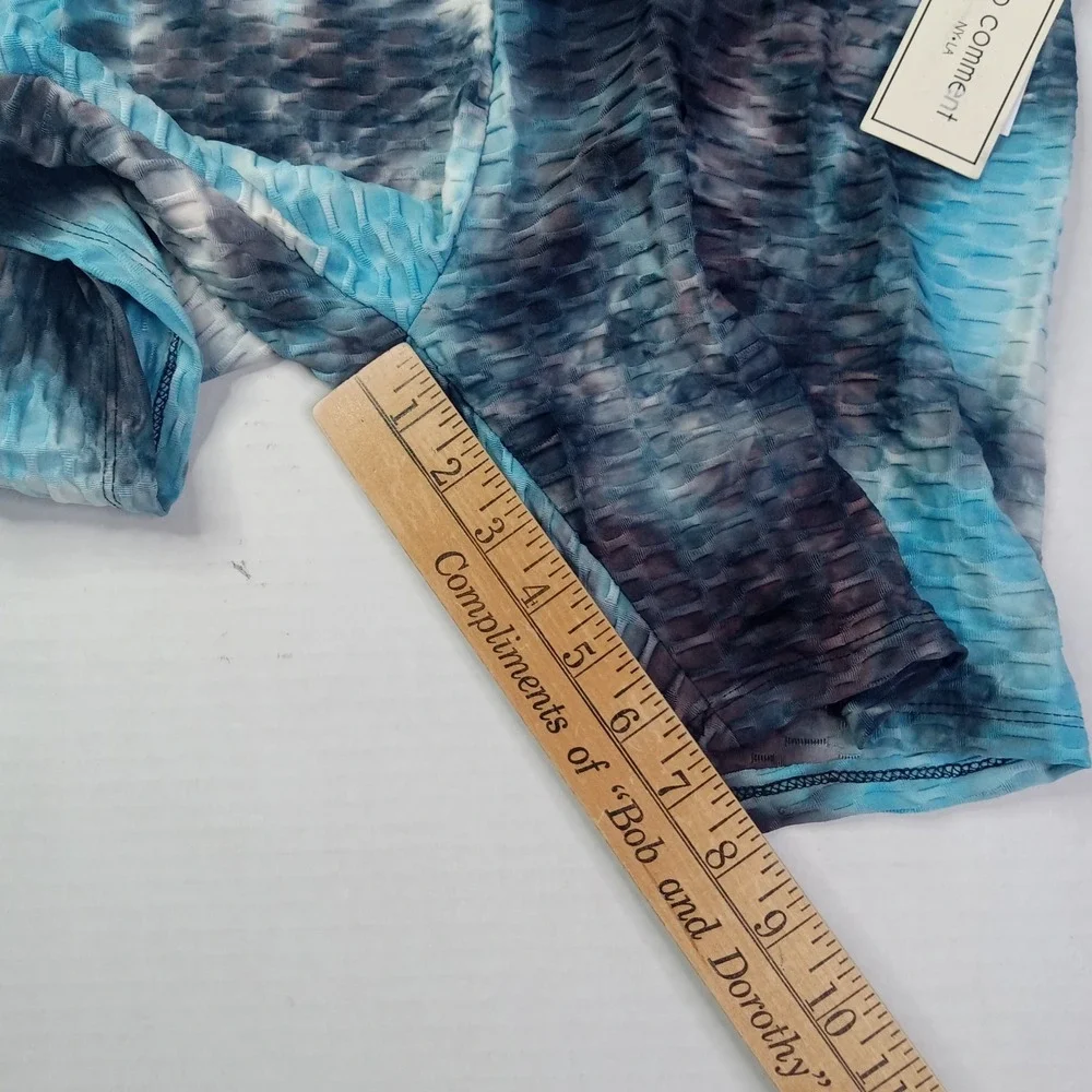 No Comment Textured Biker Shorts Women's Size XL Blue Black Tie-Dye Pattern